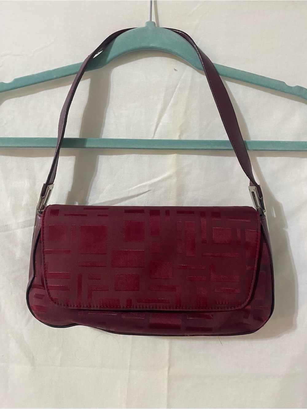 Vintage 90s/Y2K The Limited Burgundy Geometric Shoulder Bag Purse